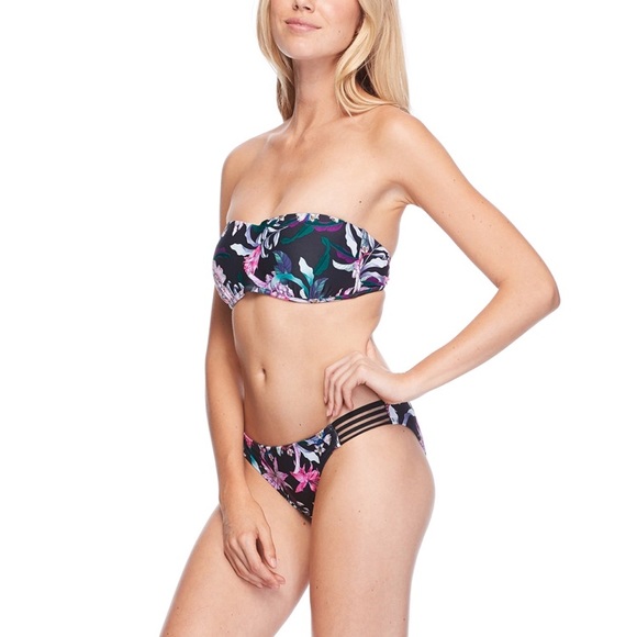 Body Glove Black and Pink Floral Bikini Top - Picture 3 of 7